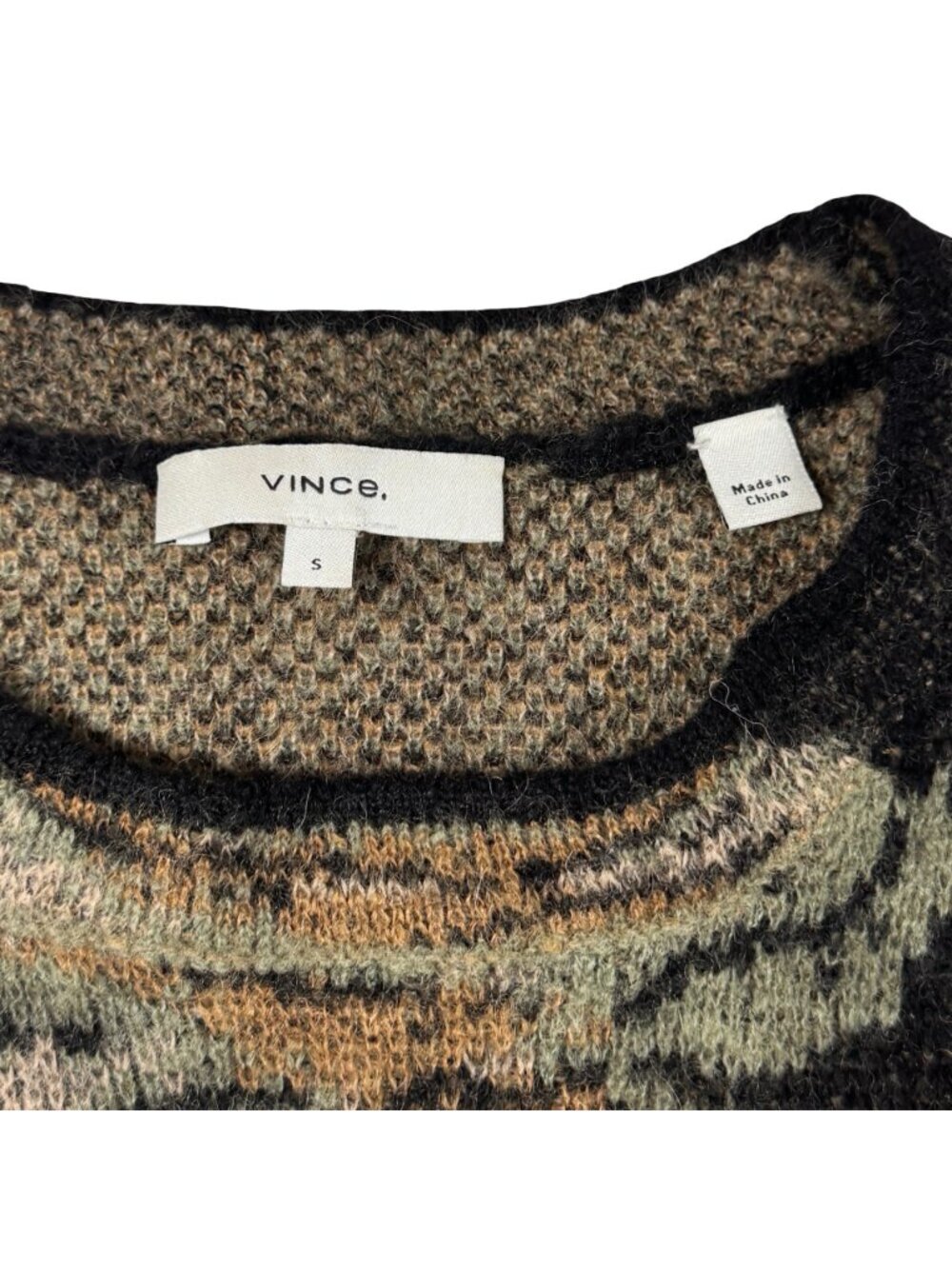 Vince Alpaca Blend Leaf Jacquard Sweater Sz S Oversized Boho - Picture 7 of 12